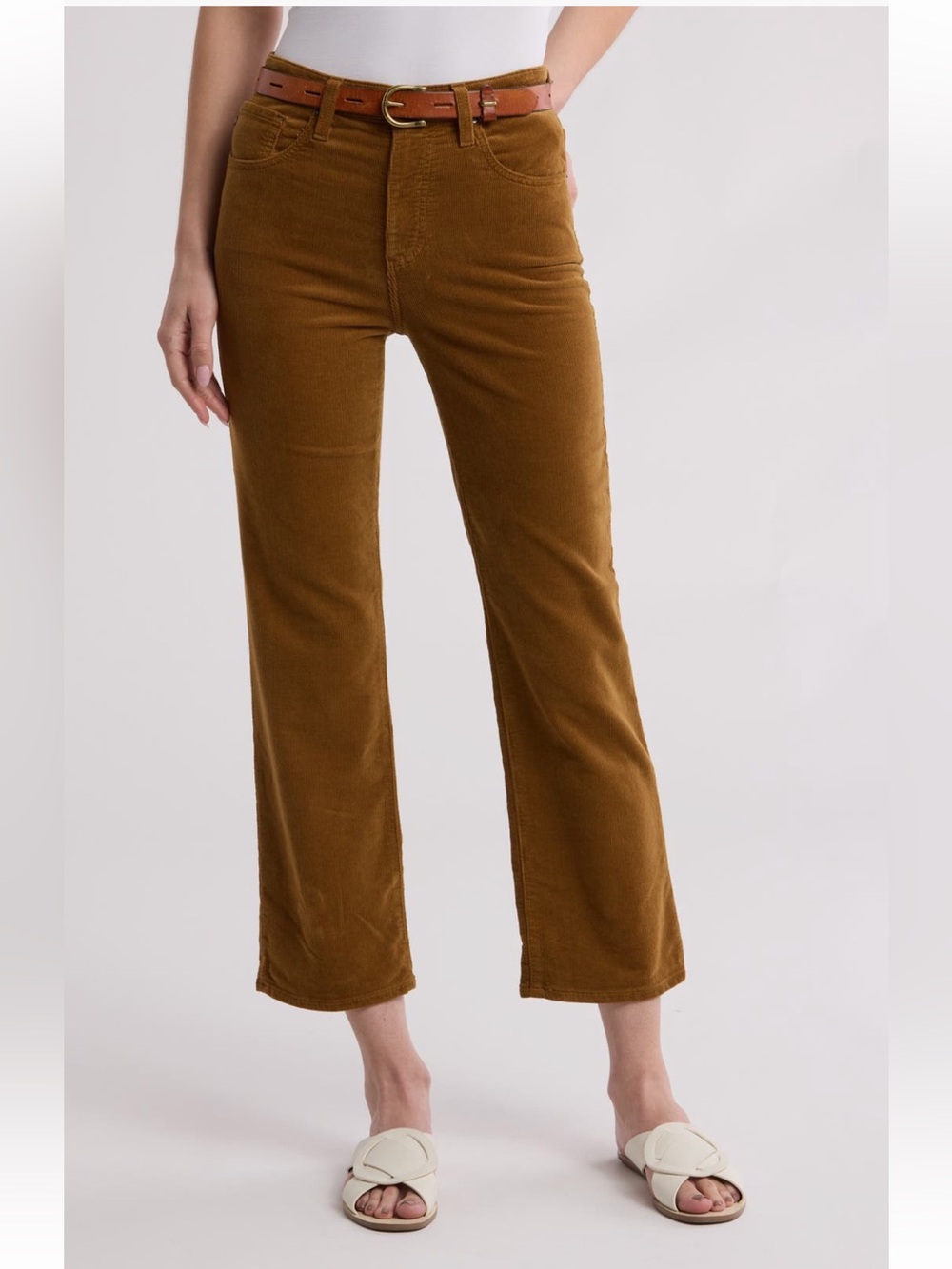 AG High Waist Straight Leg Brown Cropped Corduroy Jeans Size 24R